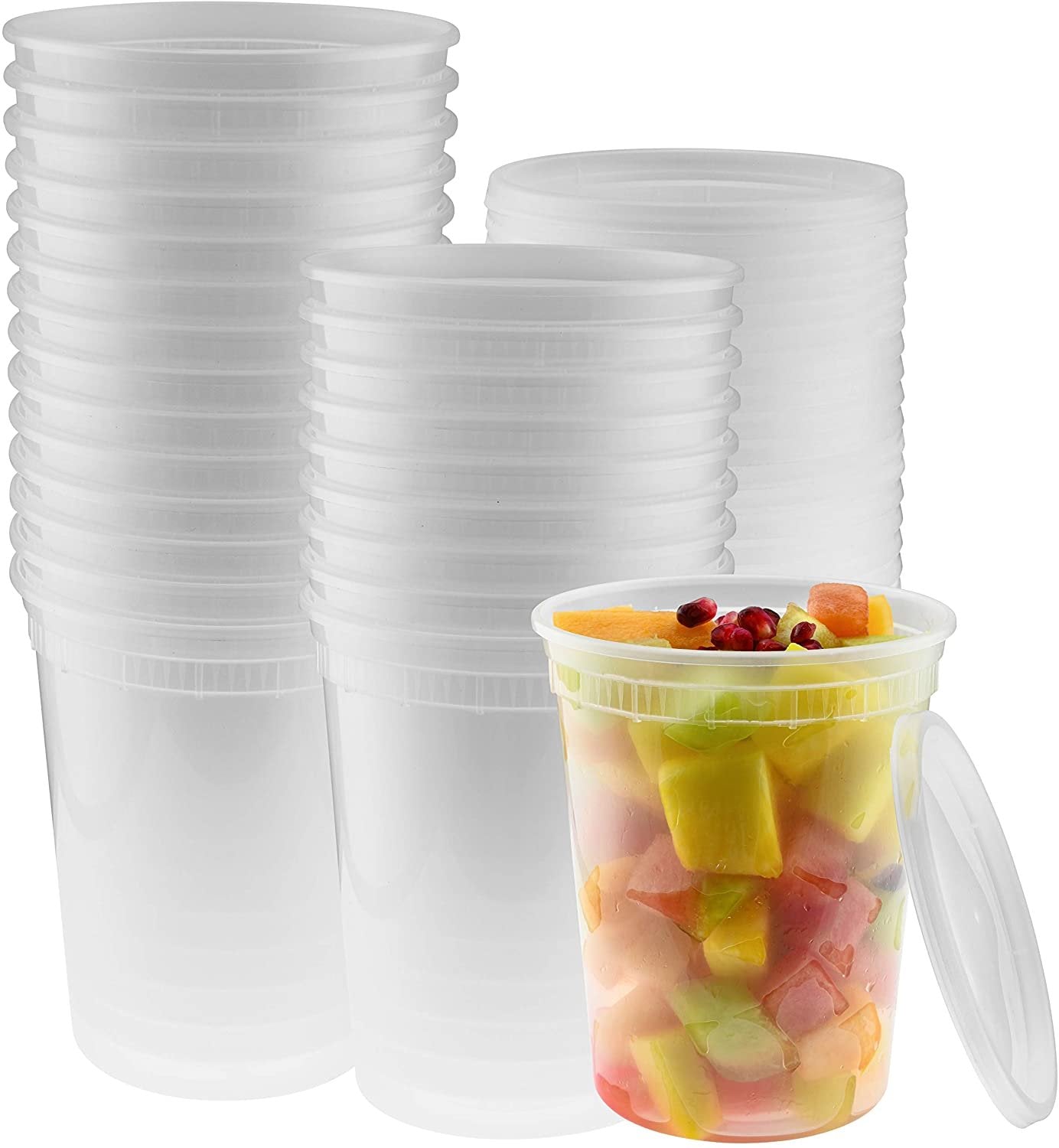 Deli Container with Lids - Food Storage - Clear Freezer, 36-Pack BPA Free  Plastic 8, 16, 32 oz, Cup Pint Quart set, Great for Soup, Meal Prep,  Portion