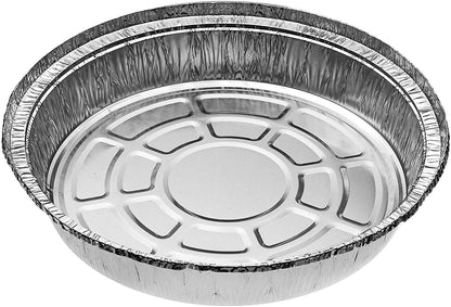 NYHI Round Aluminum Foil Pans 9-Inch | Disposable Tin Foil Pans with Clear Plastic Lids | Heavy-Duty Food Container Pie Dish Safe for Freezer & Oven | 30 Pack - NY-HI