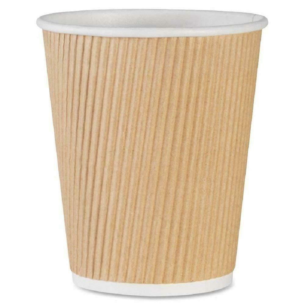 Set of 150 Ripple Insulated Kraft 8-oz Paper Cups – Coffee/Tea Hot Cups |3-Layer Rippled Wall For Better Insulation | Perfect for Cappuccino, Hot Cocoa, or Iced Drinks - Singleware 