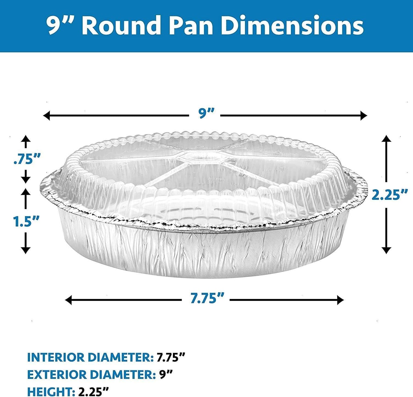 NYHI Round Aluminum Foil Pans 9-Inch | Disposable Tin Foil Pans with Clear Plastic Lids | Heavy-Duty Food Container Pie Dish Safe for Freezer & Oven | 30 Pack - NY-HI