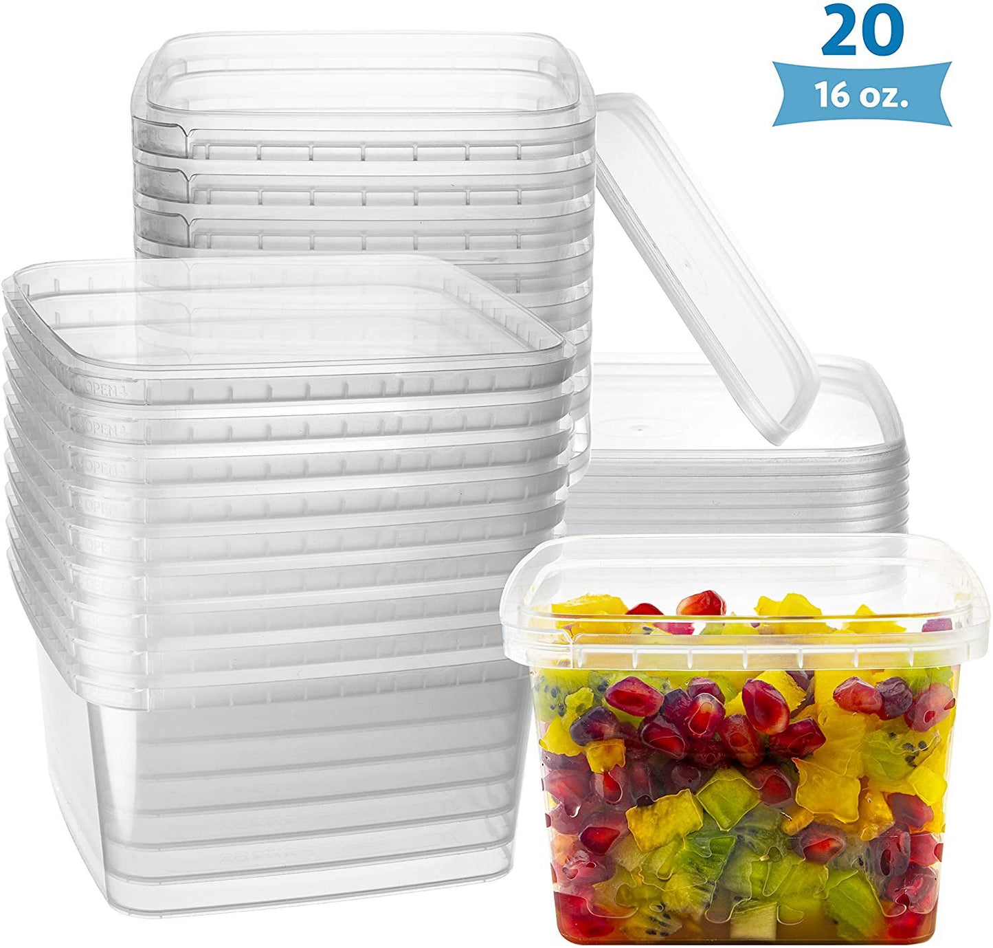 48 Pack, 16 oz] Plastic Deli Food Storage Soup Containers With Airtight Lids