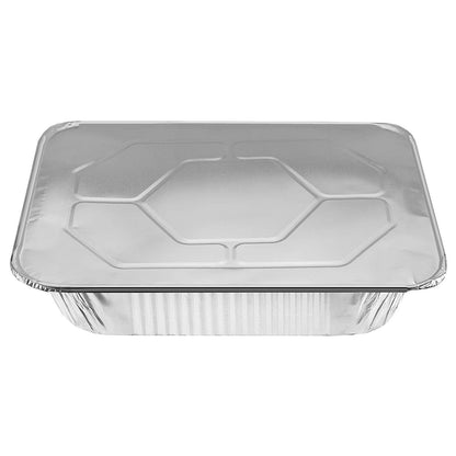 NYHI 9" x 13 ” Aluminum Foil Pans With Lids (10 Pack) | Durable Disposable Grill Drip Grease Tray | Half-Size Deep Steam Pan and Oven Buffet Trays | Food Containers for Catering, Baking, Roasting - NY-HI