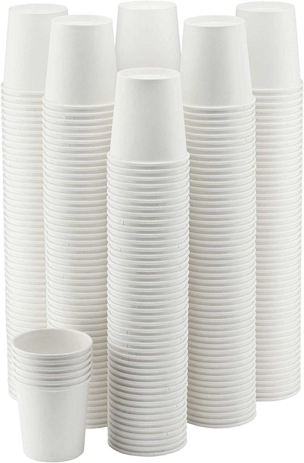 NYHI 300-Pack 4 oz white paper disposable cups, ideal for hot or cold beverages.