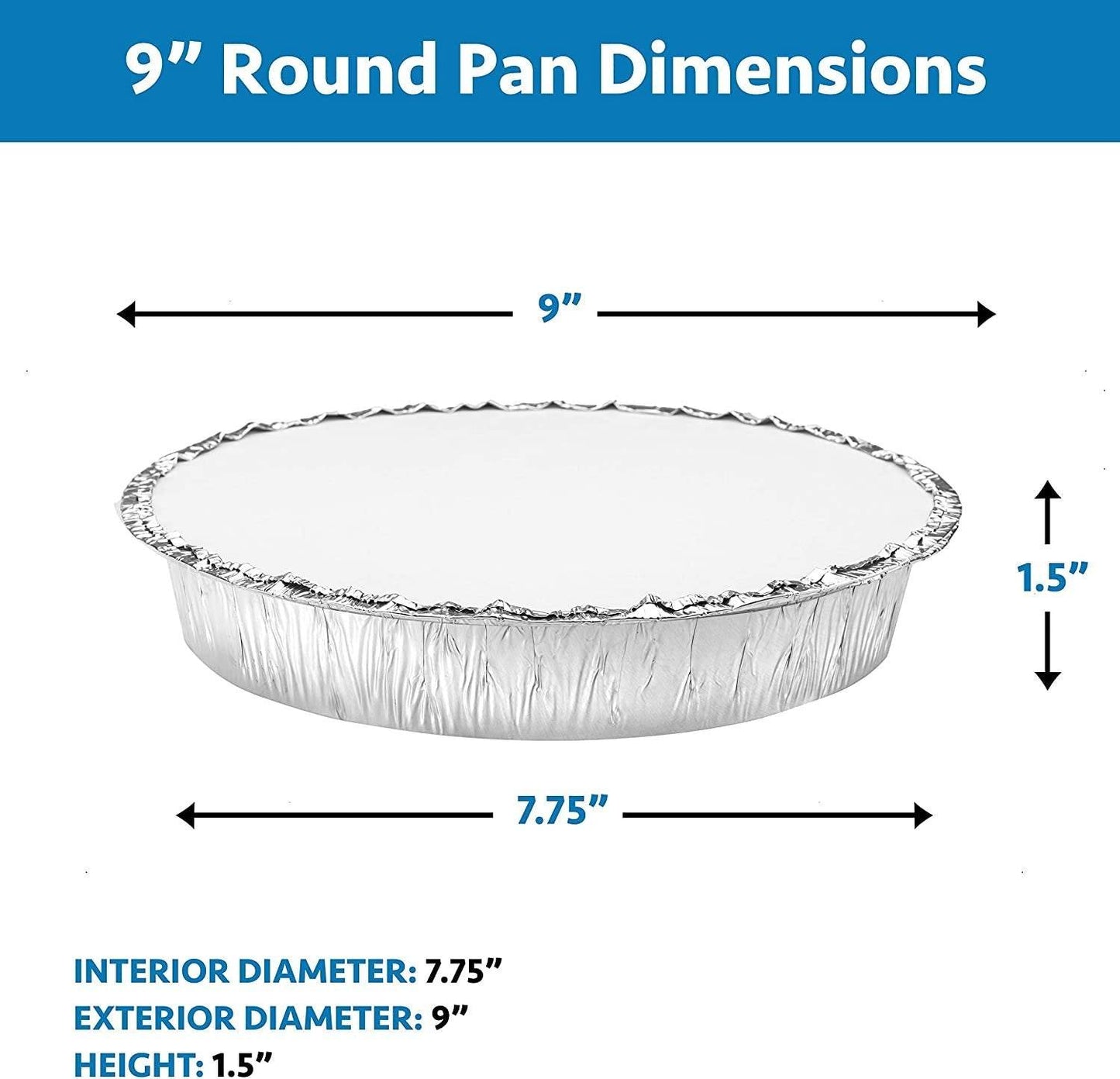 NYHI Round Aluminum Foil Pans 9-Inch | Disposable Tin Foil Pans with Lid Covers | Heavy-Duty Food Container Pie Dish Safe for Freezer & Oven | 30 Pack - NY-HI