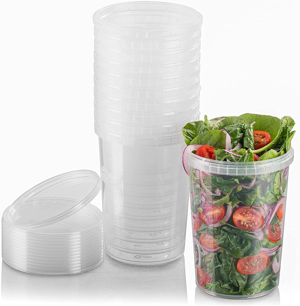 NYHI 32-oz. Square Clear Deli Containers with Lids, Stackable,  Tamper-Proof BPA-Free Food Storage Containers