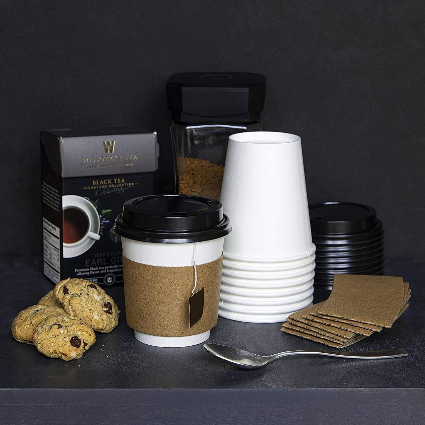 NYHI 200-Pack 8 oz White Paper Disposable Cups With Lids And Sleeves– Hot/Cold Beverage Drinking Cup for Water, Juice, Coffee or Tea – Ideal for Water Coolers, Party, or Coffee On the Go’ - NY-HI