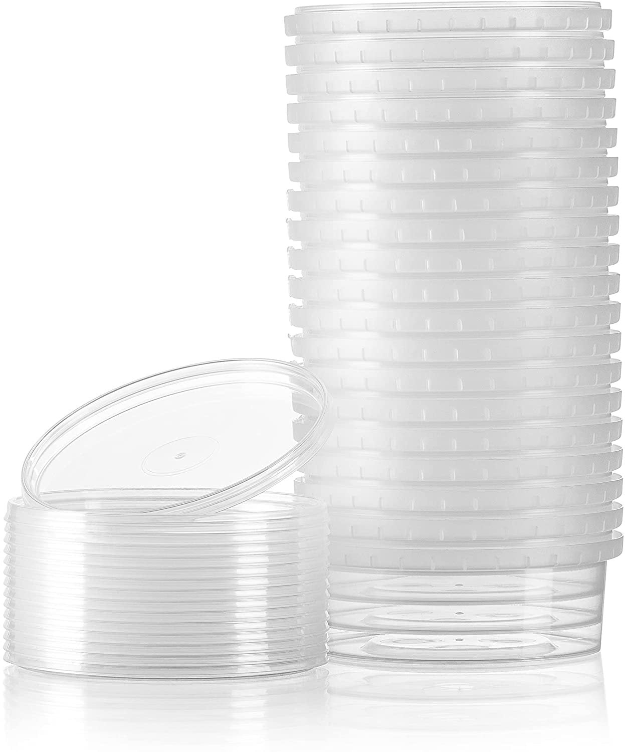 8-oz. Round Clear Deli Containers with Lids | Stackable, Tamper-Proof BPA-Free Food Storage Containers | Recyclable Space Saver Airtight Container for Kitchen Storage, Meal Prep, Take Out | 20 Pack - NY-HI