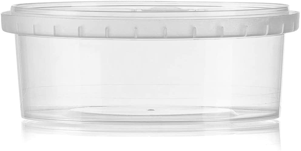 8-oz. Round Clear Deli Containers with Lids | Stackable, Tamper-Proof BPA-Free Food Storage Containers | Recyclable Space Saver Airtight Container for Kitchen Storage, Meal Prep, Take Out | 20 Pack - NY-HI