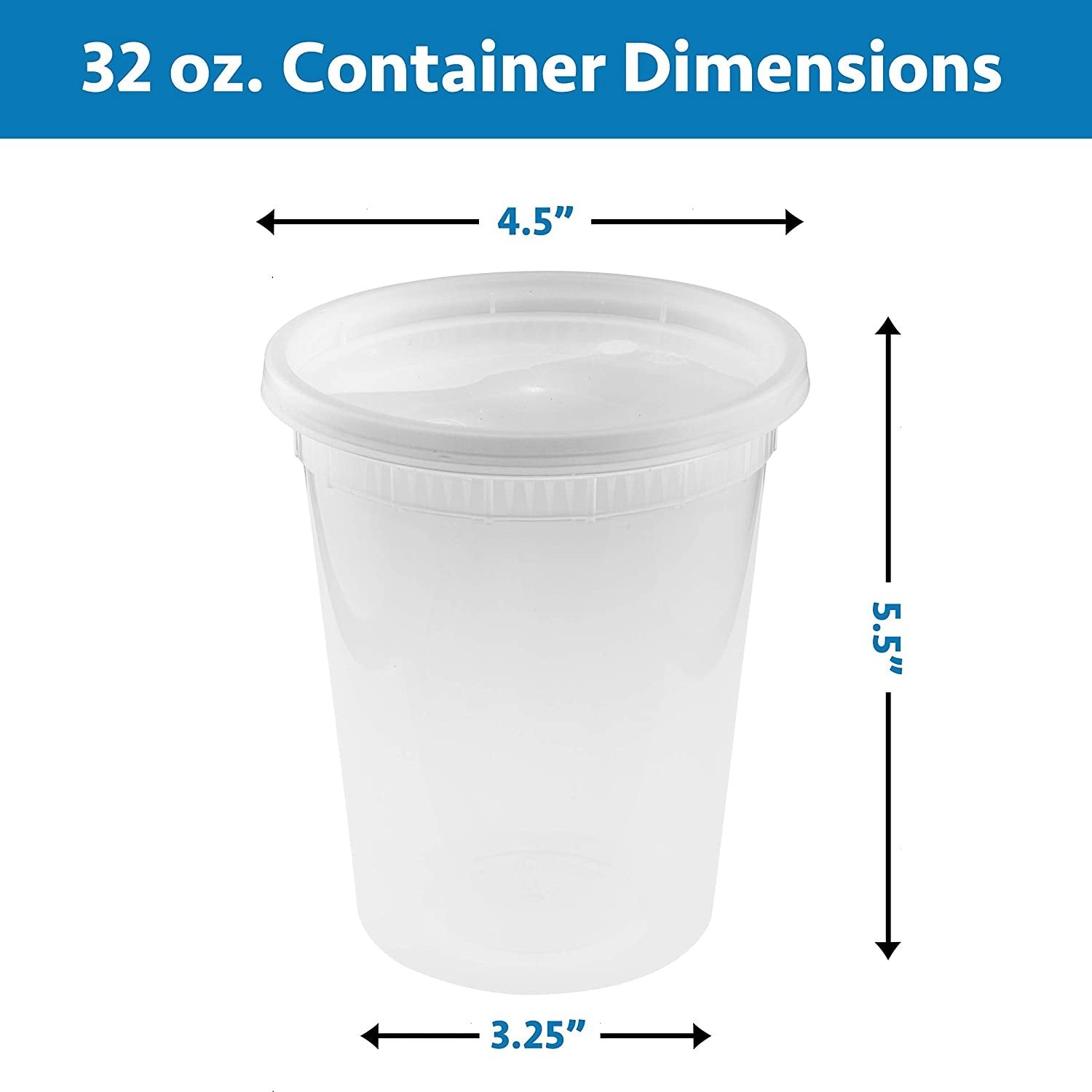 32 oz Reusable Plastic Deli Containers (Set of 96) Prep & Savour