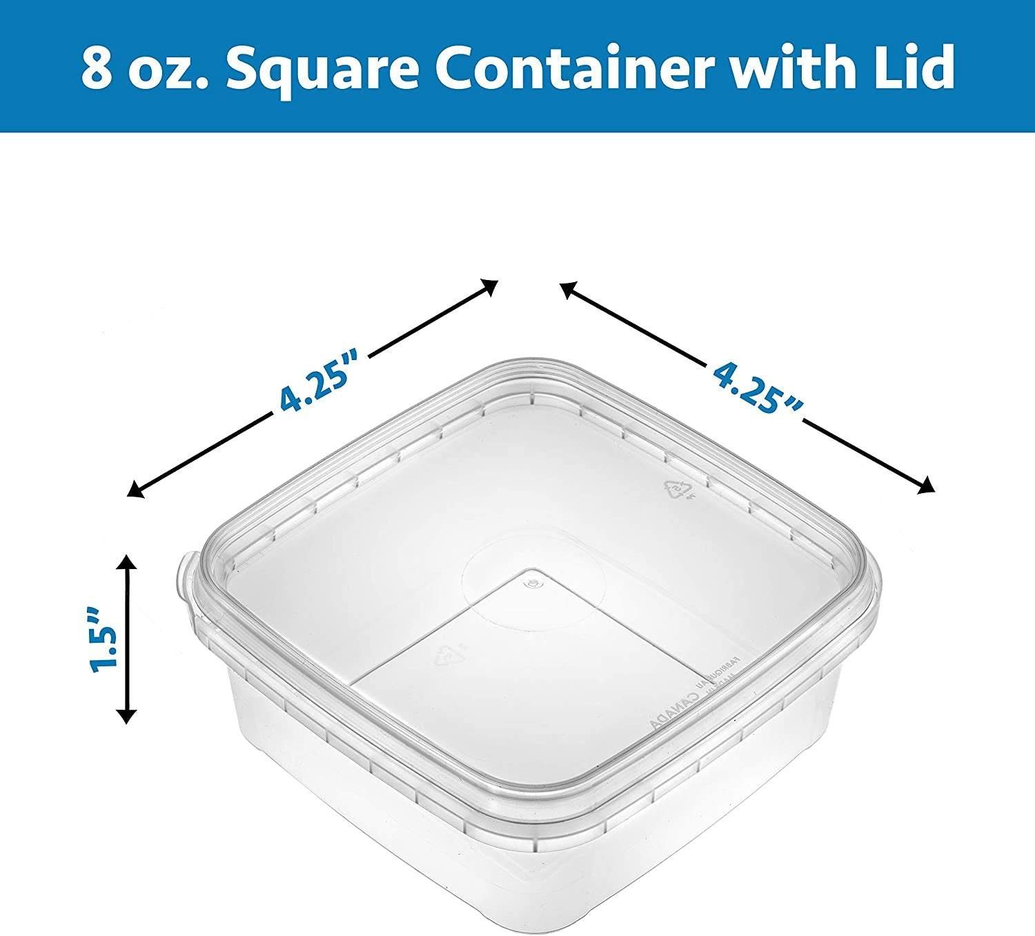 8-oz. Square Clear Deli Containers with Lids | Stackable, Tamper-Proof BPA-Free Food Storage Containers | Recyclable Space Saver Airtight Container for Kitchen Storage, Meal Prep, Take Out | 20 Pack - NY-HI