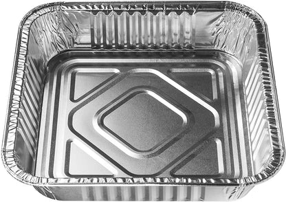 NYHI 30-Pack Heavy Duty Disposable Aluminum Oblong Foil Pans with Recyclable Tin Food Storage Tray Extra-Sturdy Containers for Cooking, Baking, Meal Prep, Takeout - 8" X 8" - NY-HI