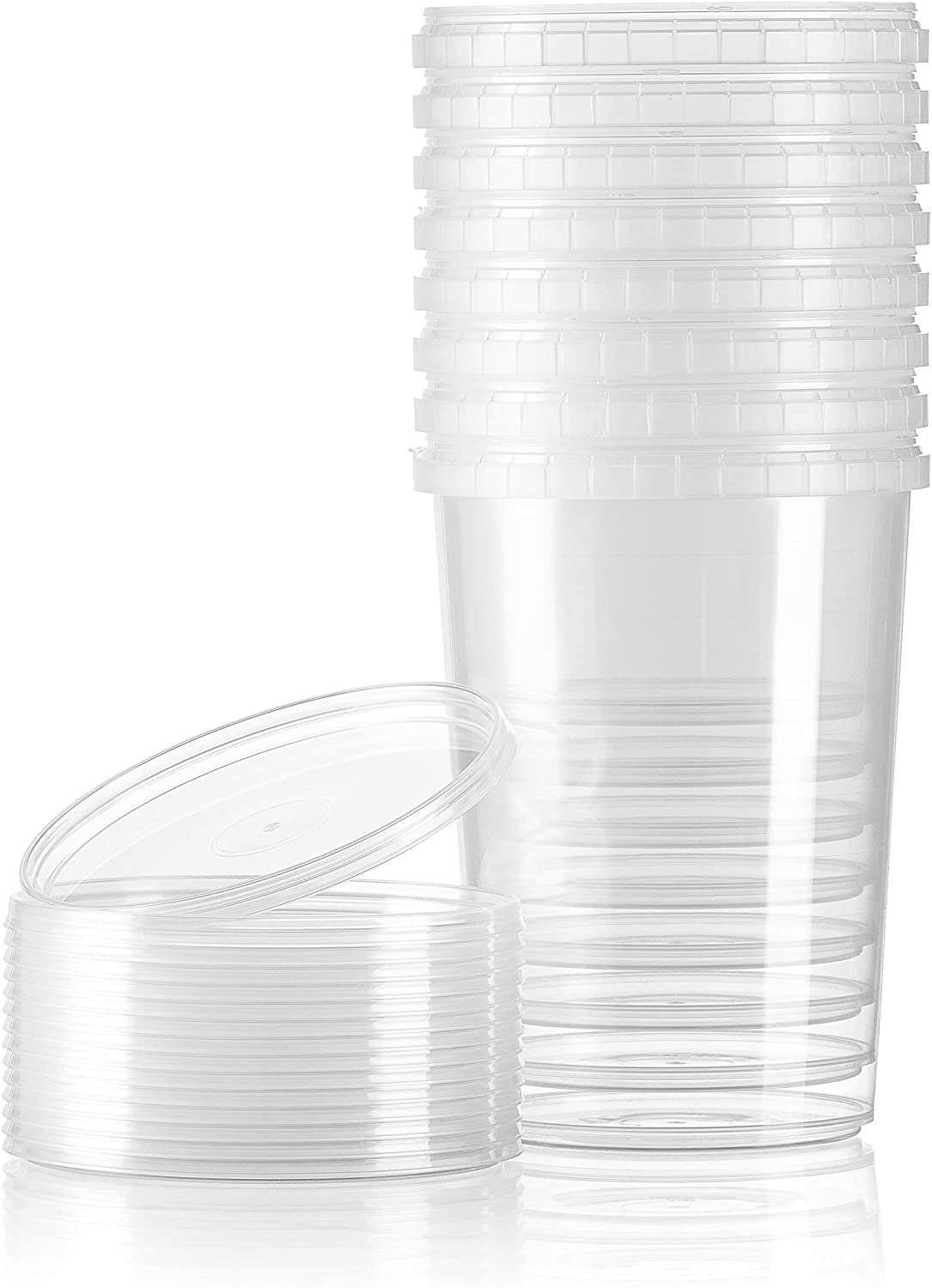 NYHI 16-oz. Square Clear Deli Containers with Lids | Stackable, Tamper-Proof BPA-Free Food Storage Containers | Recyclable Space