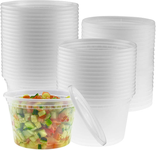 Plastic Deli Containers with Lids 32 Oz- 25 Pack- Square Clear Plastic  Containers- Tamper-Proof BPA-Free Take Away Food Containers- Space Saver
