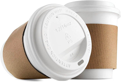 NYHI 200-Pack 8 oz White Paper Disposable Cups With Lids And Sleeves– Hot Cold Beverage Drinking Cup for Water, Juice, Tea or Coffee – Ideal for Water Coolers, Party, or Coffee On the Go’ - NY-HI